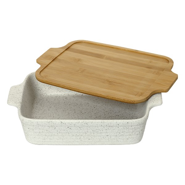 CRYSPO TRIO Πυρίμαχο Stoneware Με Bamboo Καπάκι 34x24x7εκ. Senso Cryspo Trio 37.080.77 (Υλικό: Bamboo) - CRYSPO TRIO - 37.080.77